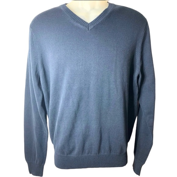 NWT Jos A Banks 100% Prima Cotton Blue Sweater V Neck Mens Size Medium